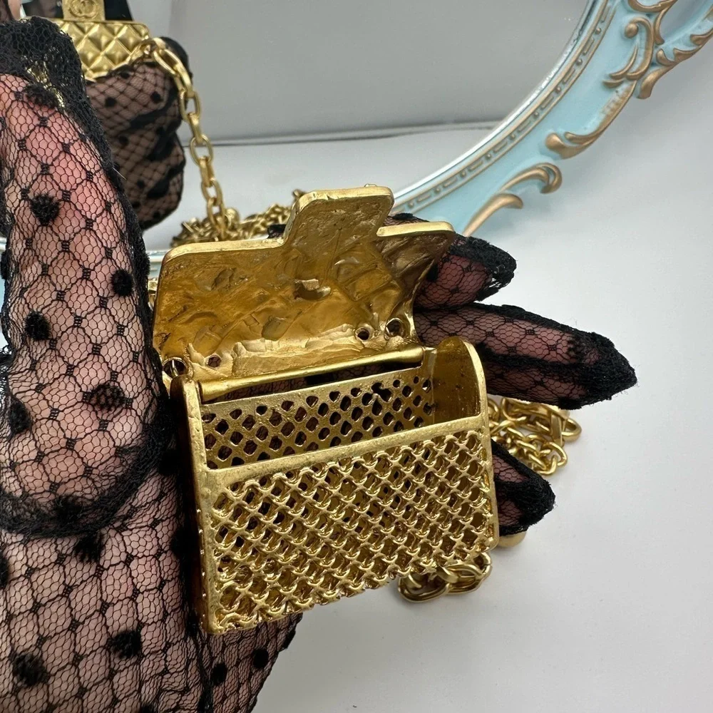 Anthropologie Gold Mini Double Chain Charm Belt/Bag